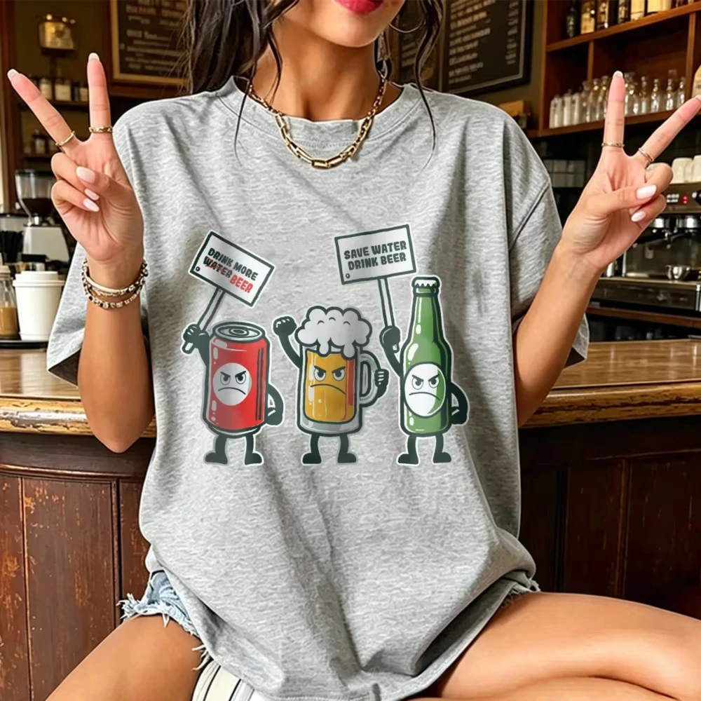 Funny Beer Drinking T-Shirt Save Water Drink Beer Humorous Lover Gift Tee Oktoberfest Novelty Top Casual Cotton Unisex Adult