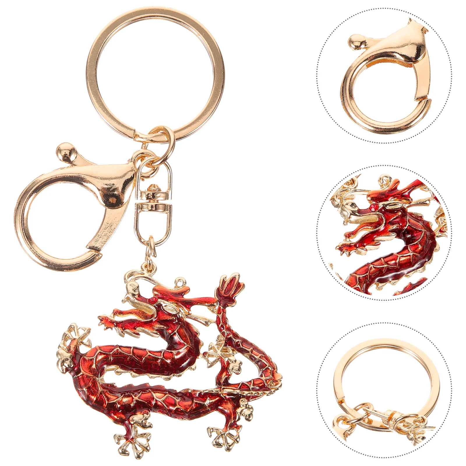 Rhinestone Belt Chinese Dragon Keychain Pendant Accessories (Red) Decorations Animal Keychains Gift Hanging