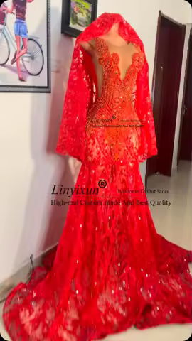 Glitter Sequins Lace Mermaid Prom Dress With Cape Rhinestones Diamond Evening Gown Customized African Wedding Party Gala Dress