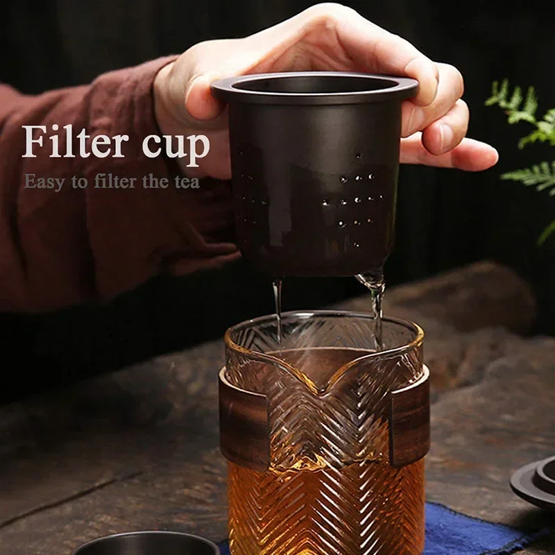Du Lịch Bộ Trà Trung Quốc Kung Fu Bộ Ấm Trà Gốm Sứ Di Động Handmade Tím Đất Sét Ấm Trà Tách Trà Tất Cả Trong 1 Tặng Túi Đựng con Trưởng Thành