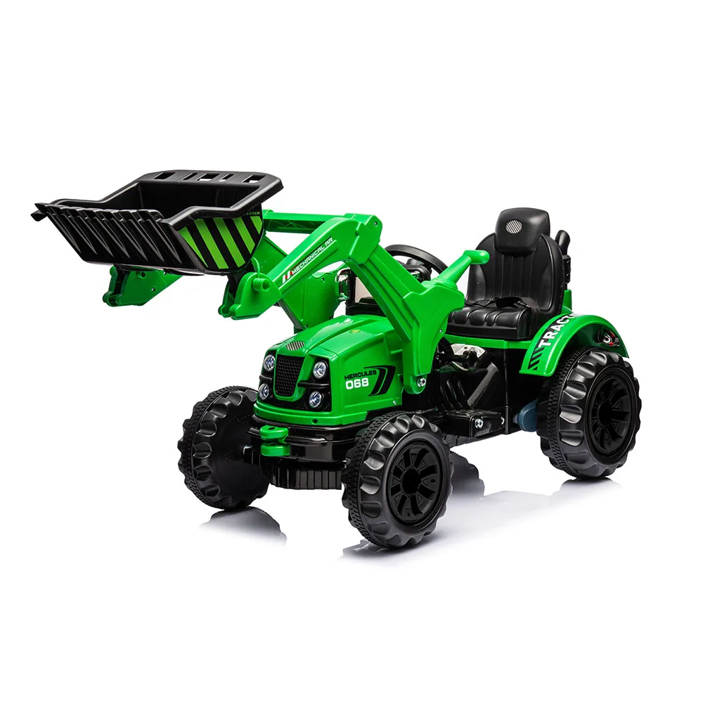 

Kids Ride On Excavator 12V Battery Powered 2 Speeds Construction Vehicles Front Loader With Horn Safety Belt Treaded Wheels