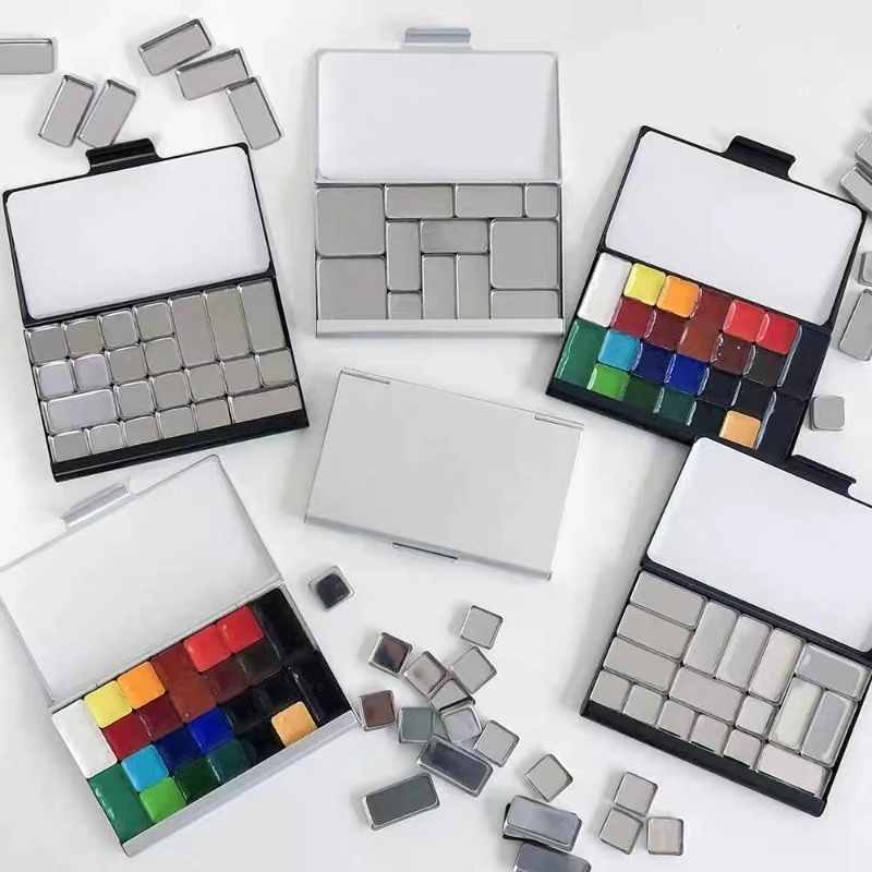 Ultra Thin Portable Travel Watercolor Paint Box TN Magnetic Palette Multi-combination Magnetic Packaging Grid Art Supplies