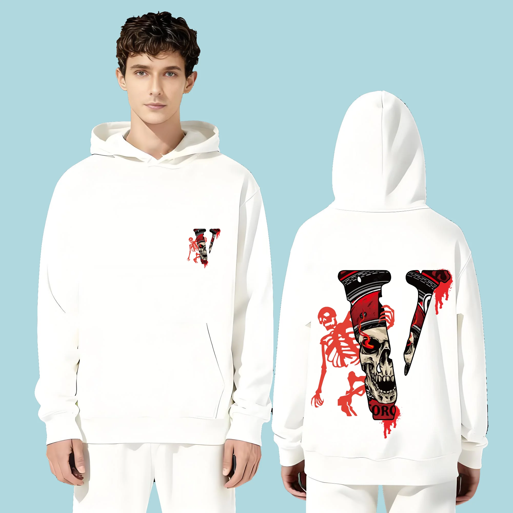 

This 2025 new stylish and versatile T-shirt is suitable for both men and women featuring skull and letter prints