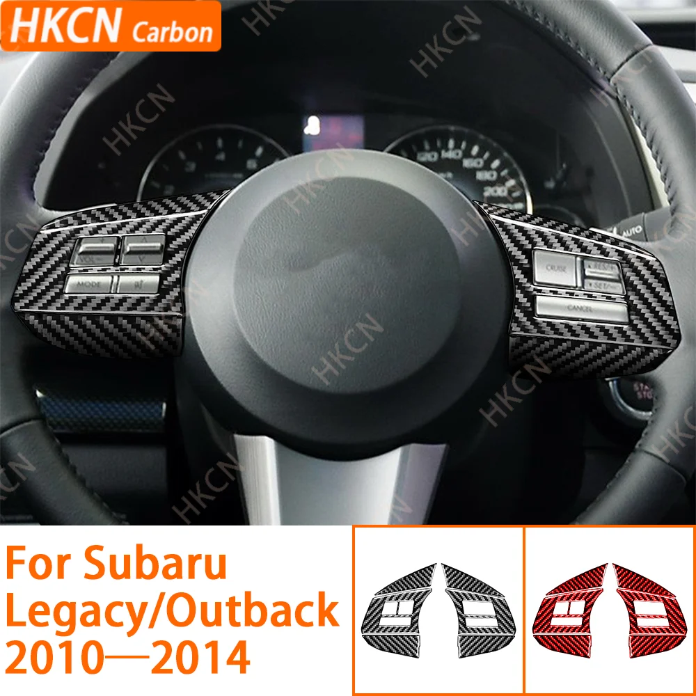 For Subaru Legacy Outback 2010—2014 Carbon Fiber Sticker Steering Wheel Button Control Frame Car Interior Accessories sticker