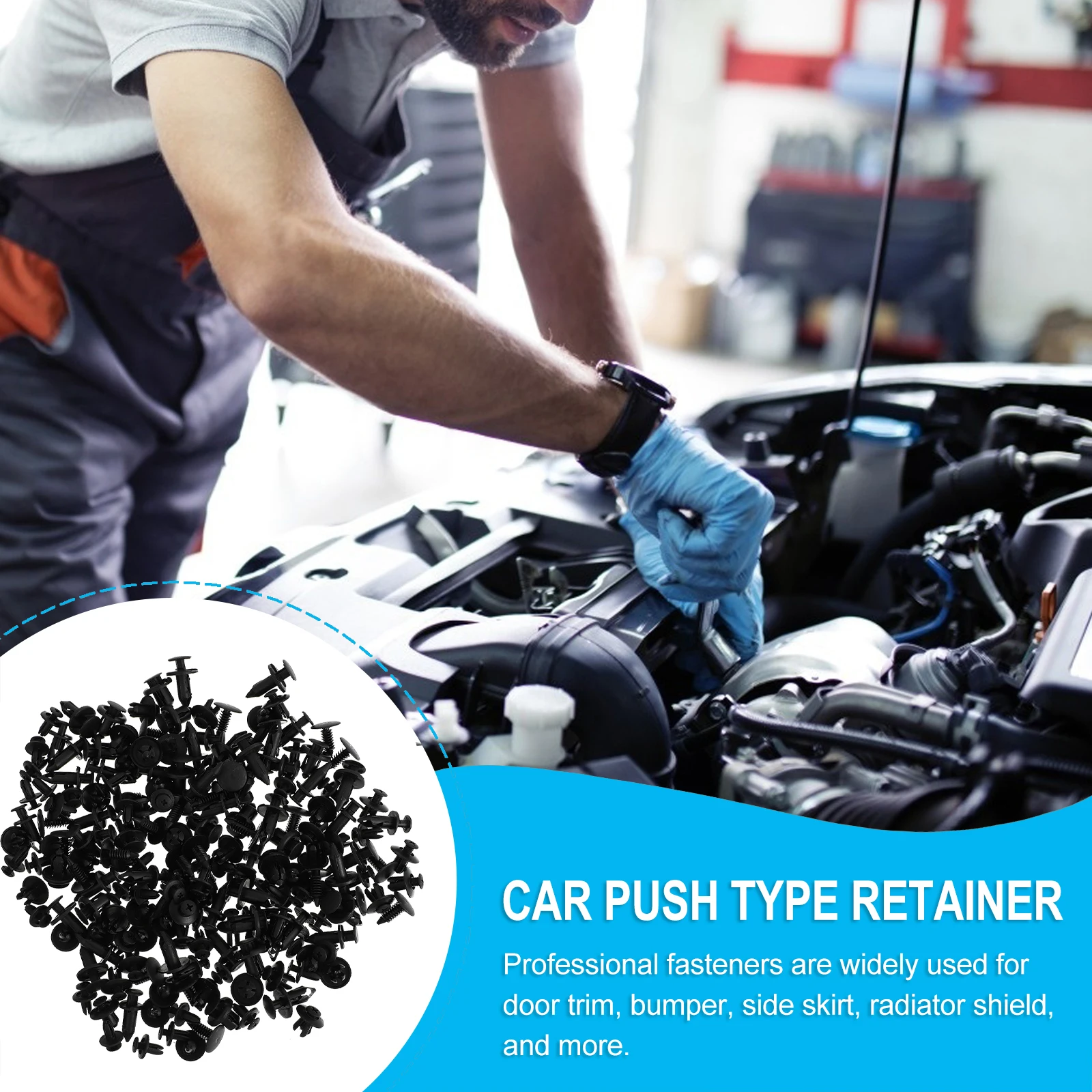 

190pcs Car Push Pin Retainer Clip Bumper Fastener Engine Cover Trim Body Rivet Clamp Durable Plastic Auto Body Fastening Tool