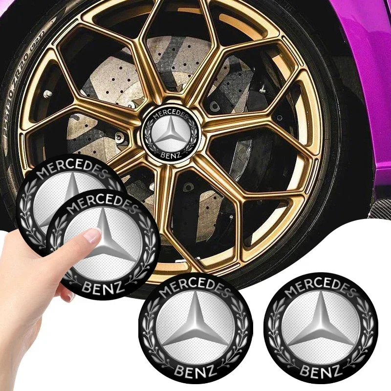 

4Pcs Aluminum Metal Emblem Car Wheel Center Hub Caps Sticker Badge For Mercedes Benz B/C/E/S Class A Class C200L GLC GLE CLA