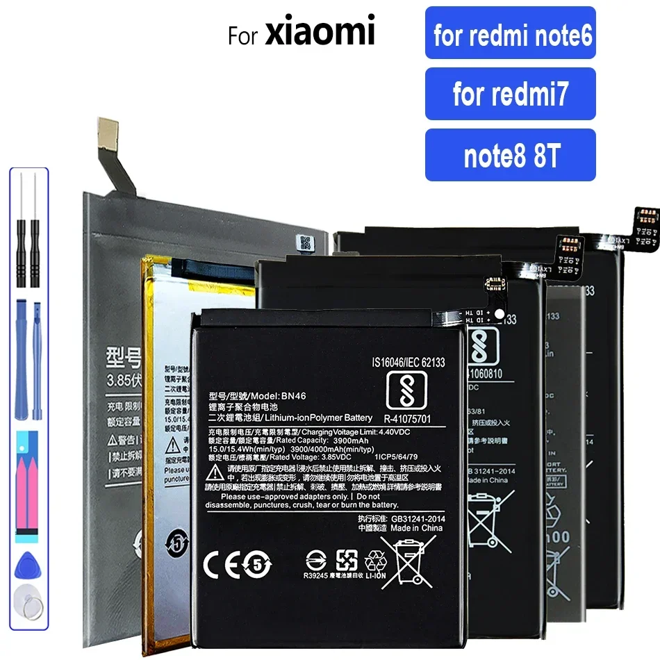 Batterie 4000mAh BN46 pour Xiaomi Redmi Note 8 8T 7 6, batterie de téléphone portable + outil gratuit