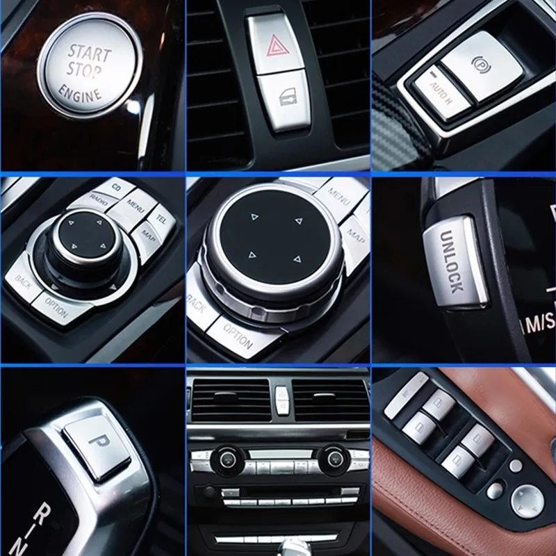 

Car styling multimedia one-button start shift lever air conditioning CD button decorative sticker for BMW X5 E70 X6 E71 interior