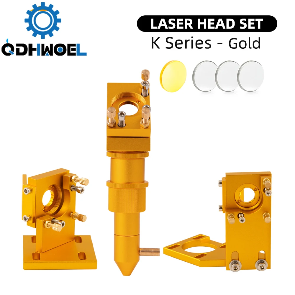 QDHWOEL-Juego de cabezales láser CO2 Serie K con lente, primer y segundo montaje de espejo de 20mm para máquina cortadora de grabado láser K40 2030
