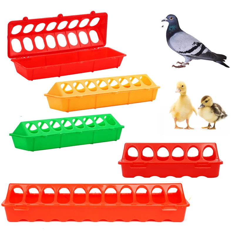 Comedero de plástico con tapa abatible para aves de corral, comedero molido para pollos y pájaros, cubo para alimentación de faisán, pollito de calidad de 20/30/40/50cm