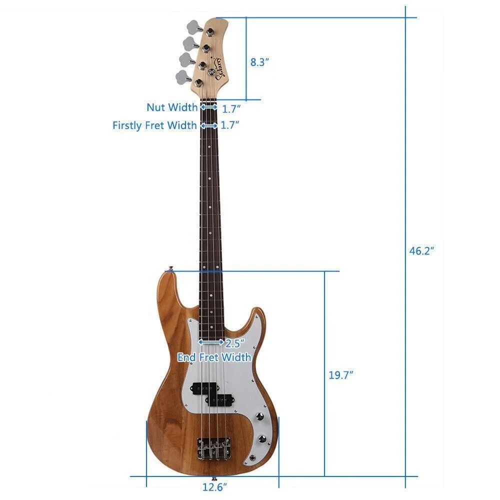جيتار كهربائي جديد من خشب الزيزفون ذو 20 فريتس بلون طبيعي مع مكبر صوت 20 وات #2