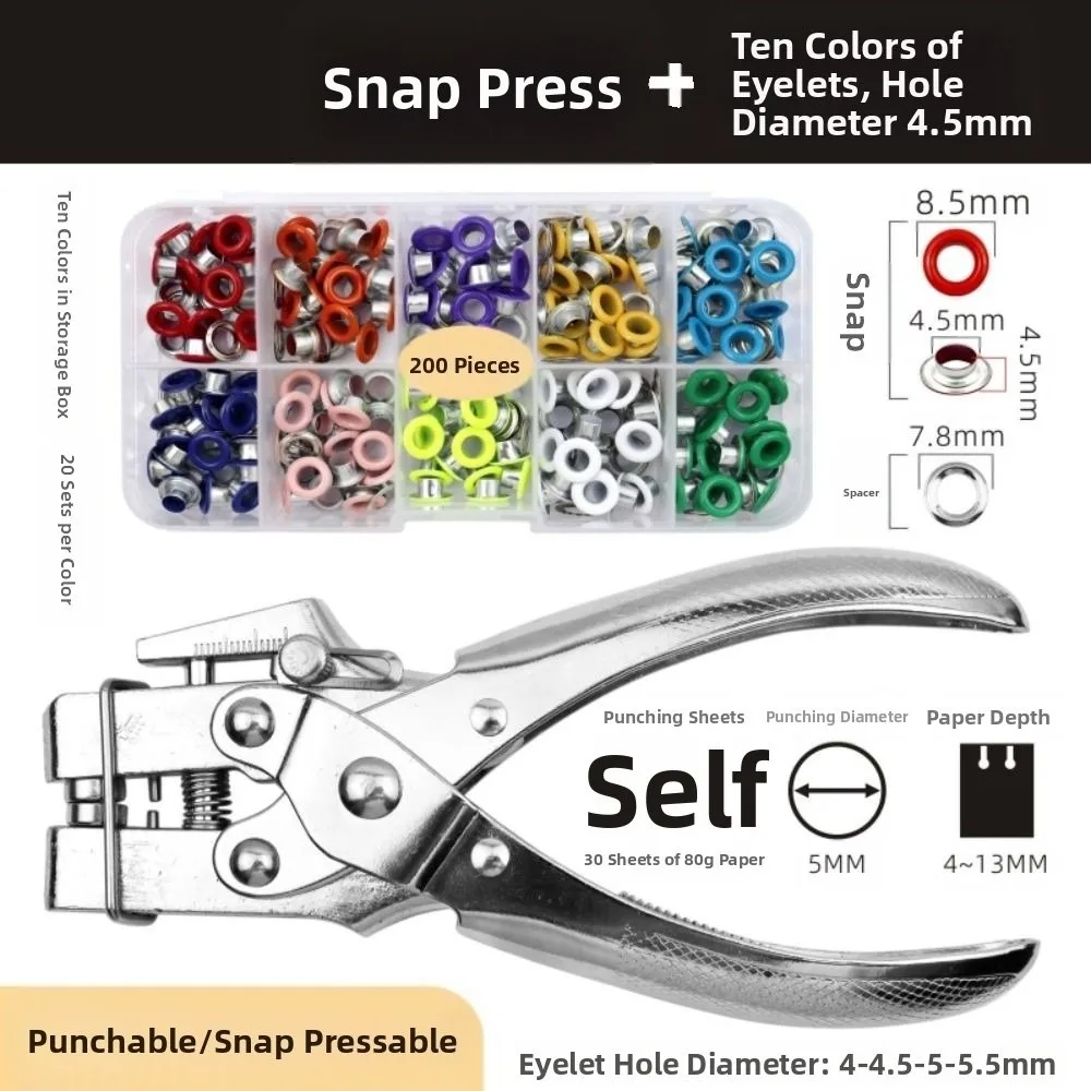 Kit de alicates perforadores para ojales de doble uso, herramienta perforadora de cuero resistente que ahorra trabajo con ojales de 100/200 Uds.