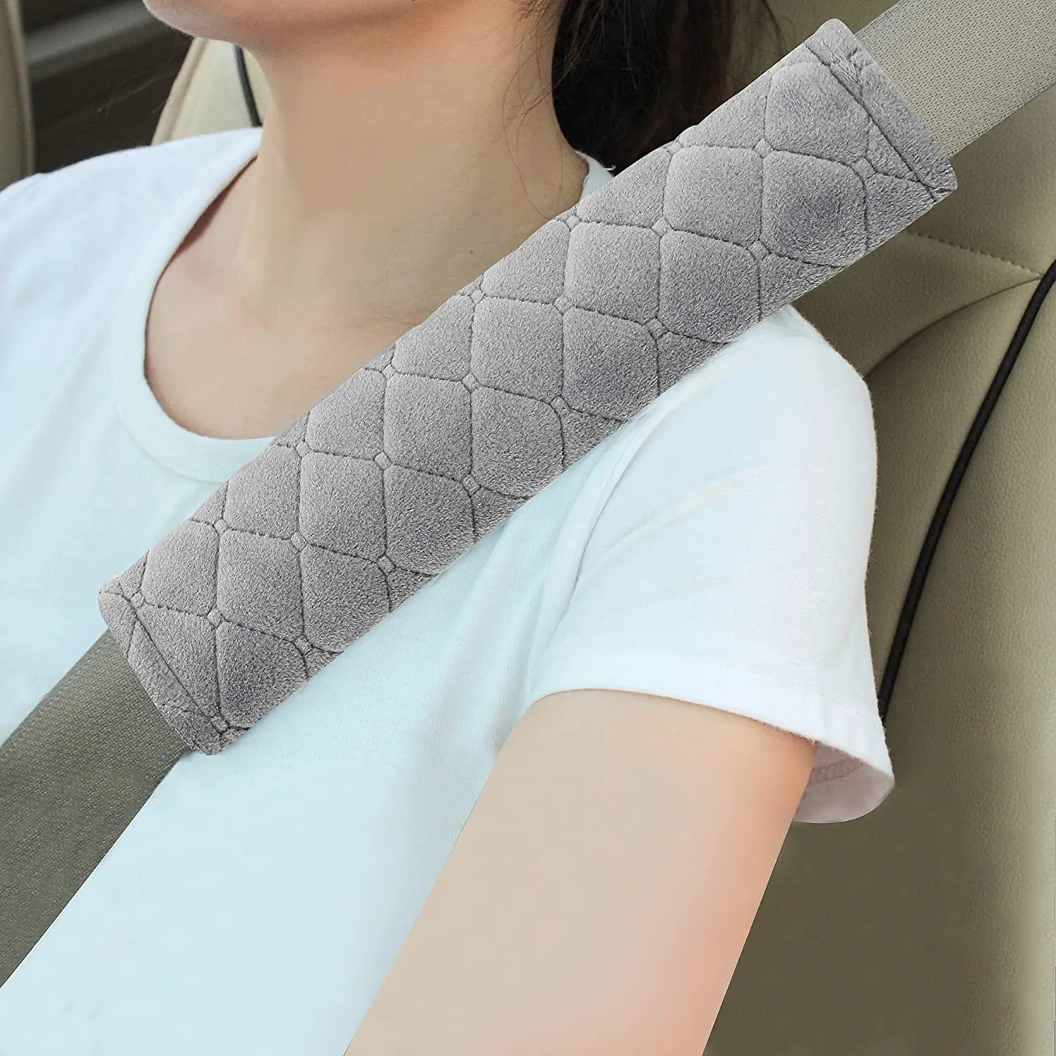 Universal Car Seat Belt Cover Adjustable Plush Car Safety Belt Cover Shoulder Pad for Kids Adults Car Interior Accessories