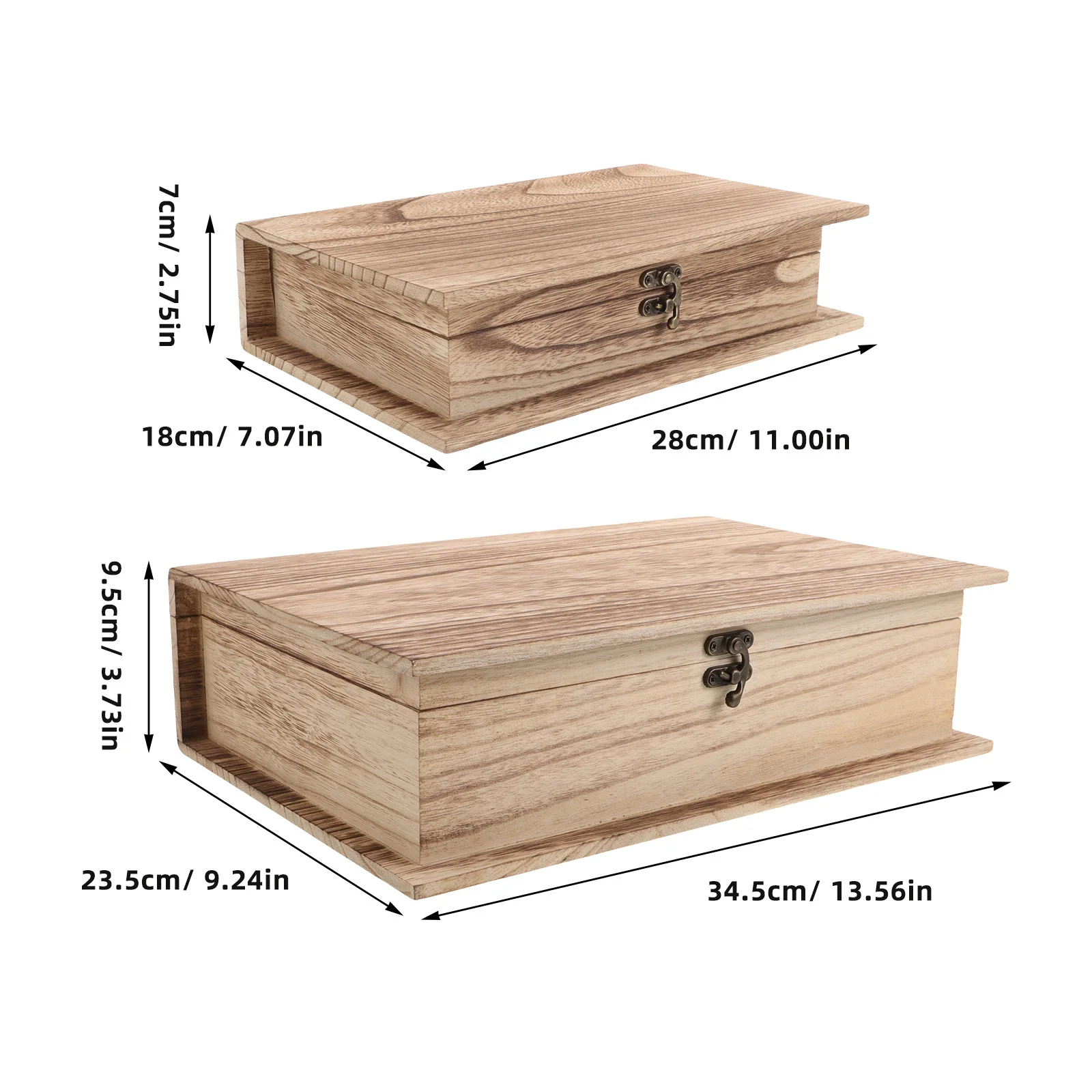 2 pezzi di scatola per ricordi in legno a forma di Bibbia con coperchio ribaltabile per gioielli, custodia per gingilli, organizer decorativo per libri di carte