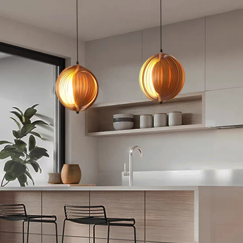 

Nordic Wooden Ceiling Chandeliers, Wabi-sabi Style Loft Bedroom Sofa Side Home Decor Lighting, Led Iron Lighting