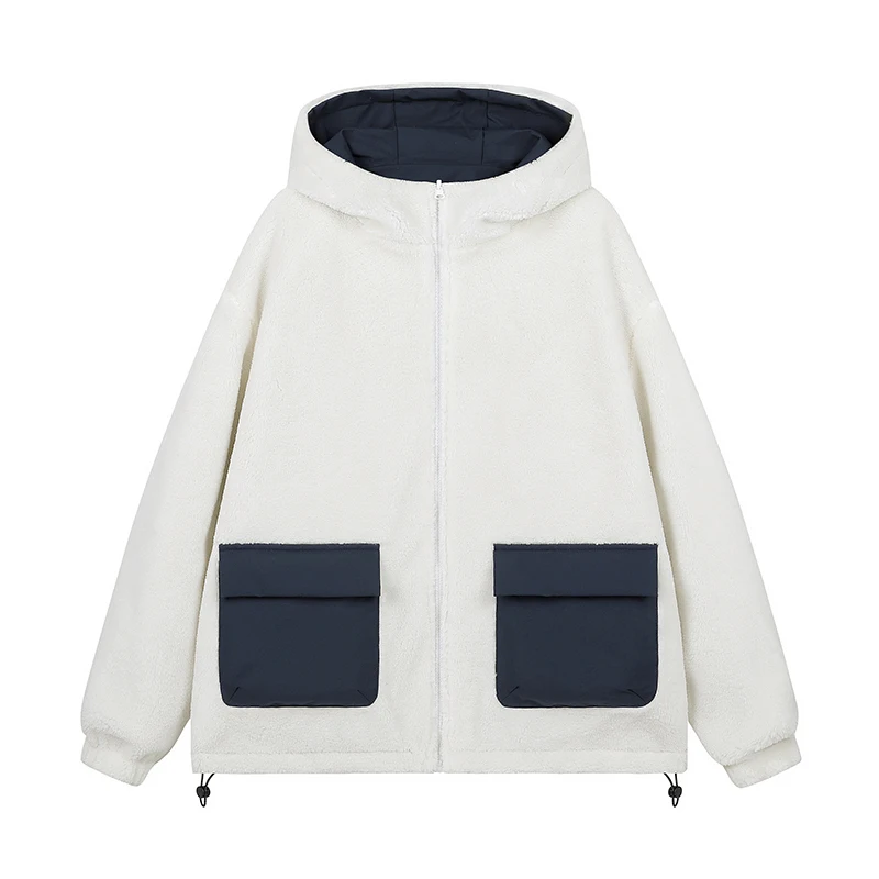 

Faionable Thiened Double-Sided Wear Men's Hooded Cotton Jaet Warm Trendy Outerwear with Large kets Autumn Winter New...