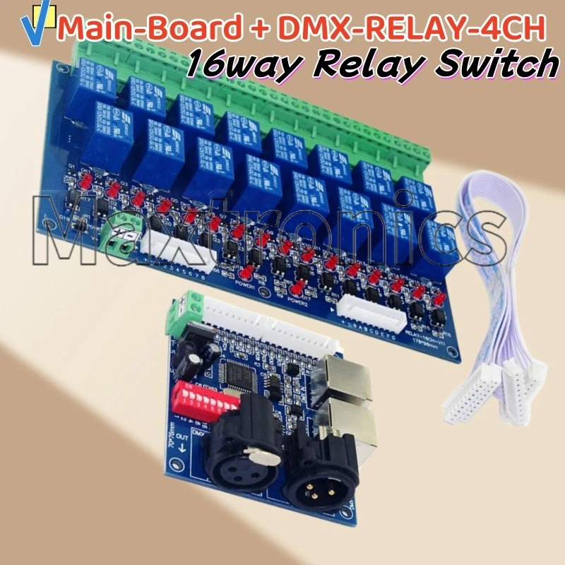 

16way DMX512 Relay Switch Controller 16CH Relay Output,DMX Relay Control DC12V Main-Board & DMX-RELAY-16CH LED Switch For Bulb