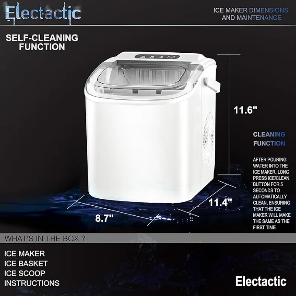 Ice Maker, Countertop, Efficient Easy Carry, Self-Cleaning Ice Maker, 9pcs/ 8mins 26.6Lbs Per Day, Kitchen Appliances, Ice Maker