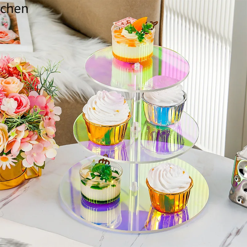ZML multi-layer high-rise cake stand for birthday dessert display, wedding, and annual party, crystal clear and dazzling colors