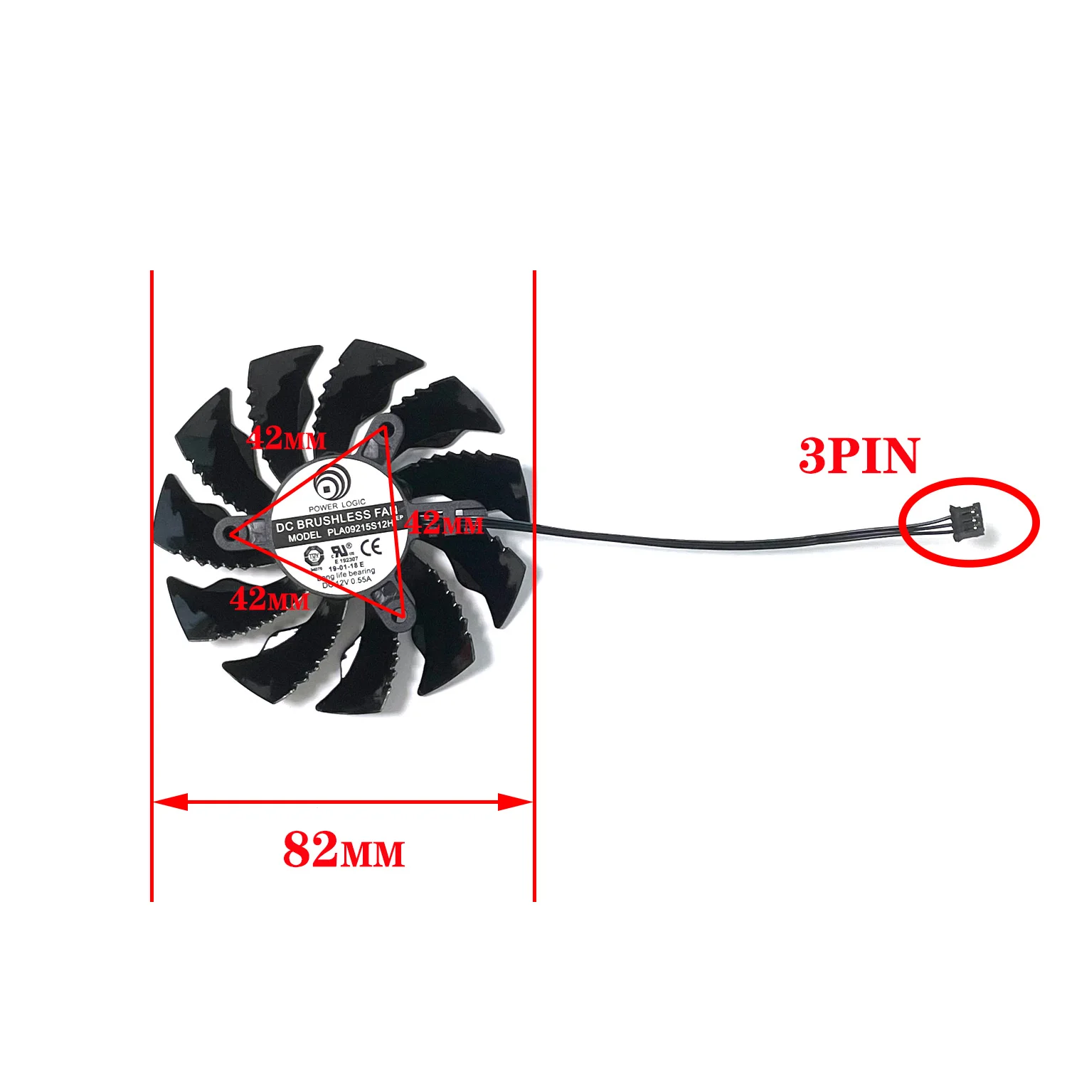 PLA09215S12H 82mm DC 12V 0.55A 3PIN for Gigabyte RTX 2060 RTX2070 GTX 1660 Super 1660 Ti Mini ITX OC Graphics Card Fan