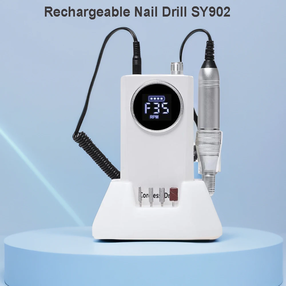 

35000 RPM Nail Drill Machine Rechargeable 4000 mAH Manicure Drill Set for Gel Nail Polish Sander Nail Home Salon Tool