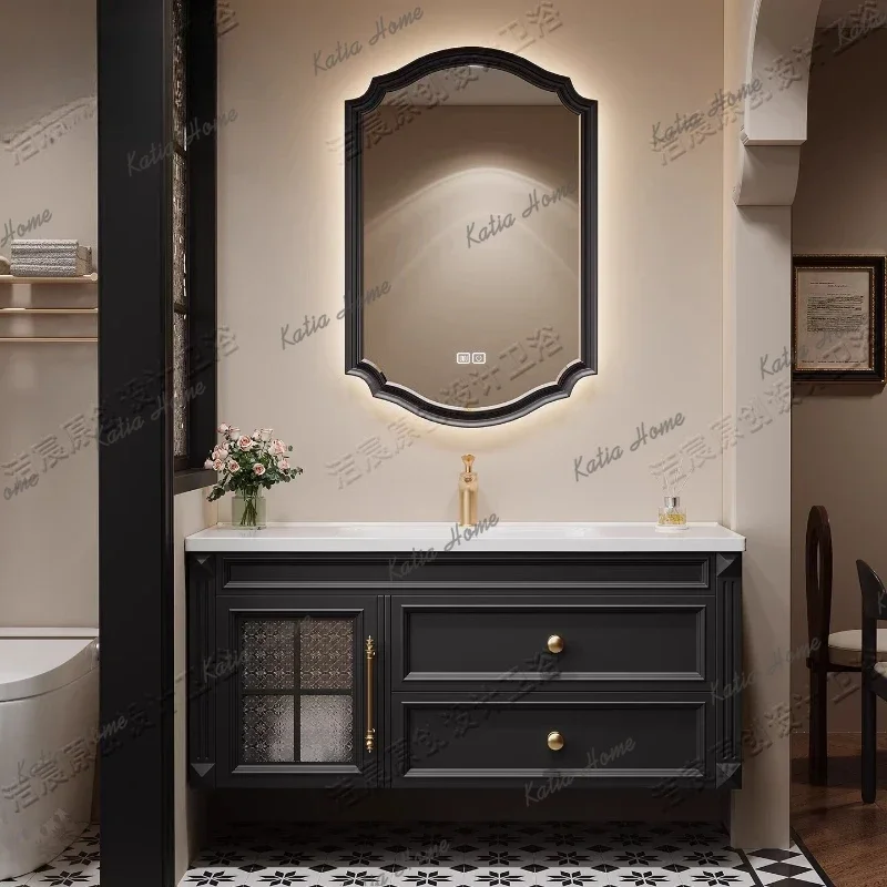 YJ Toilet Sink Bathroom Cabinets Narrow Home Makeup Vanity Bathroom Cabinets Retro Wood Furniture Badezimmer Schränk MH40YSG