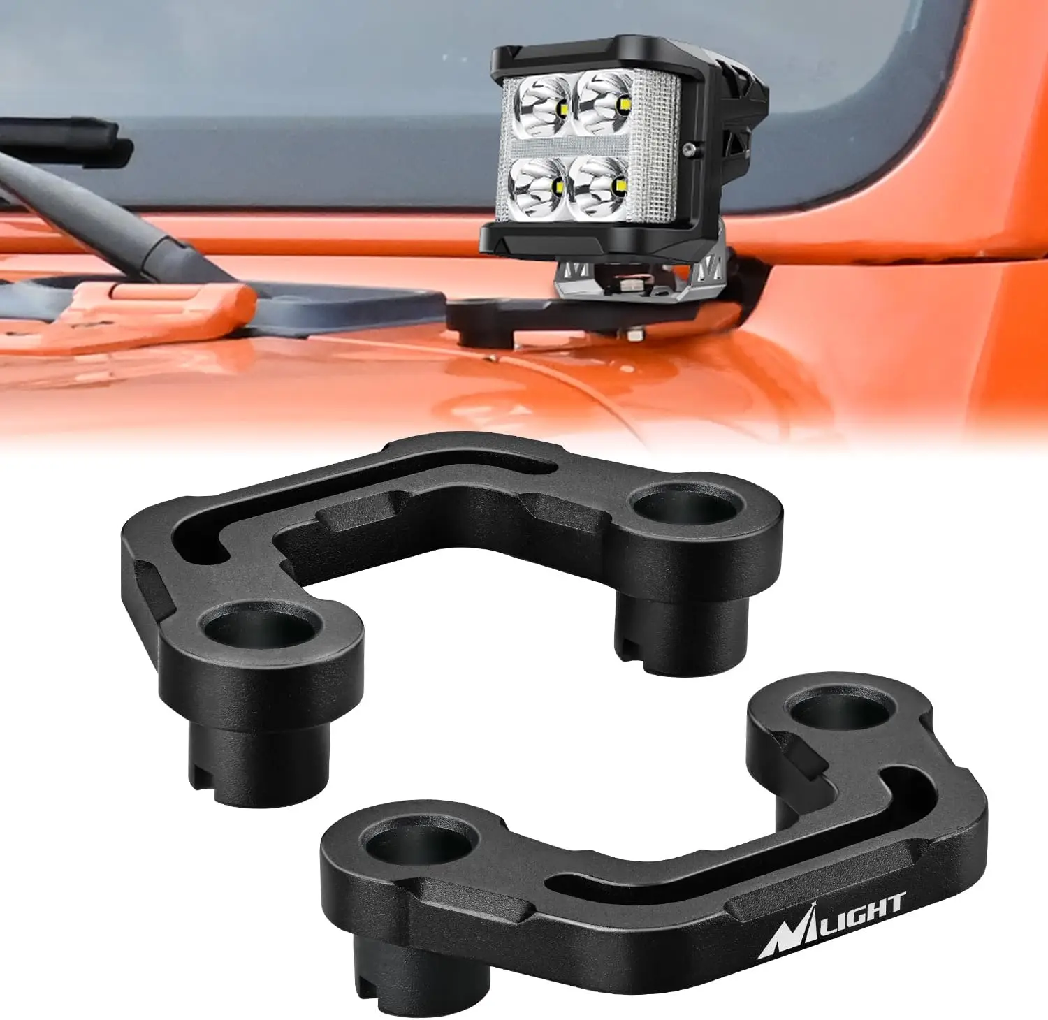 Nilight Hood Cowl Light Mount Brackets A-Pillar LED Pod Work Light Mount for Jeep Wrangler JLU 2018-2023 Gladiator JT 2020-2023,32 Inch LED Light Bar Light Brackets 2018 -2026 Wrangler JL JLU Gladiator JT