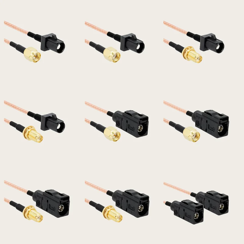 

FAKRA SMA male and female head to A type black FAKRA RF connection wire RG316 cable car harness