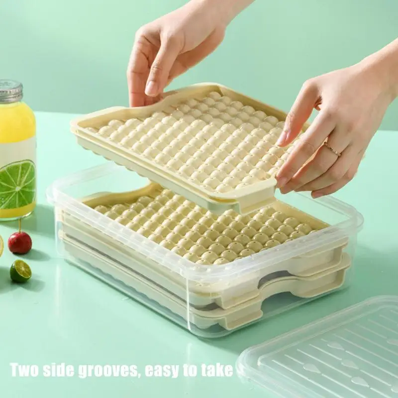 Bandeja pequeña para cubitos de hielo, molde para hacer bloques de hielo, Cubitera redonda de grado alimenticio con cubo y tapa para congelador, accesorio de cocina