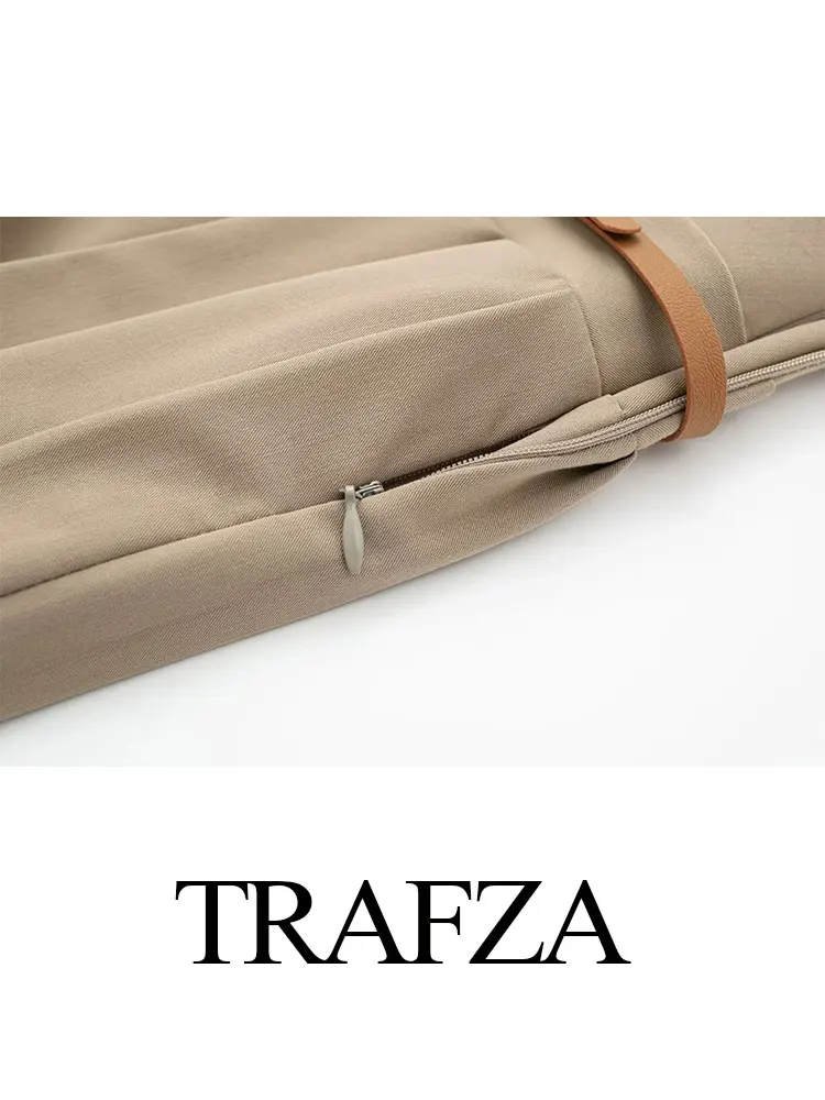 TRAFZA donna Vintage Solid Shorts gonna cerniera laterale cintura drappeggiata gonna a vita alta moda 2024 primavera elegante gonna corta femminile