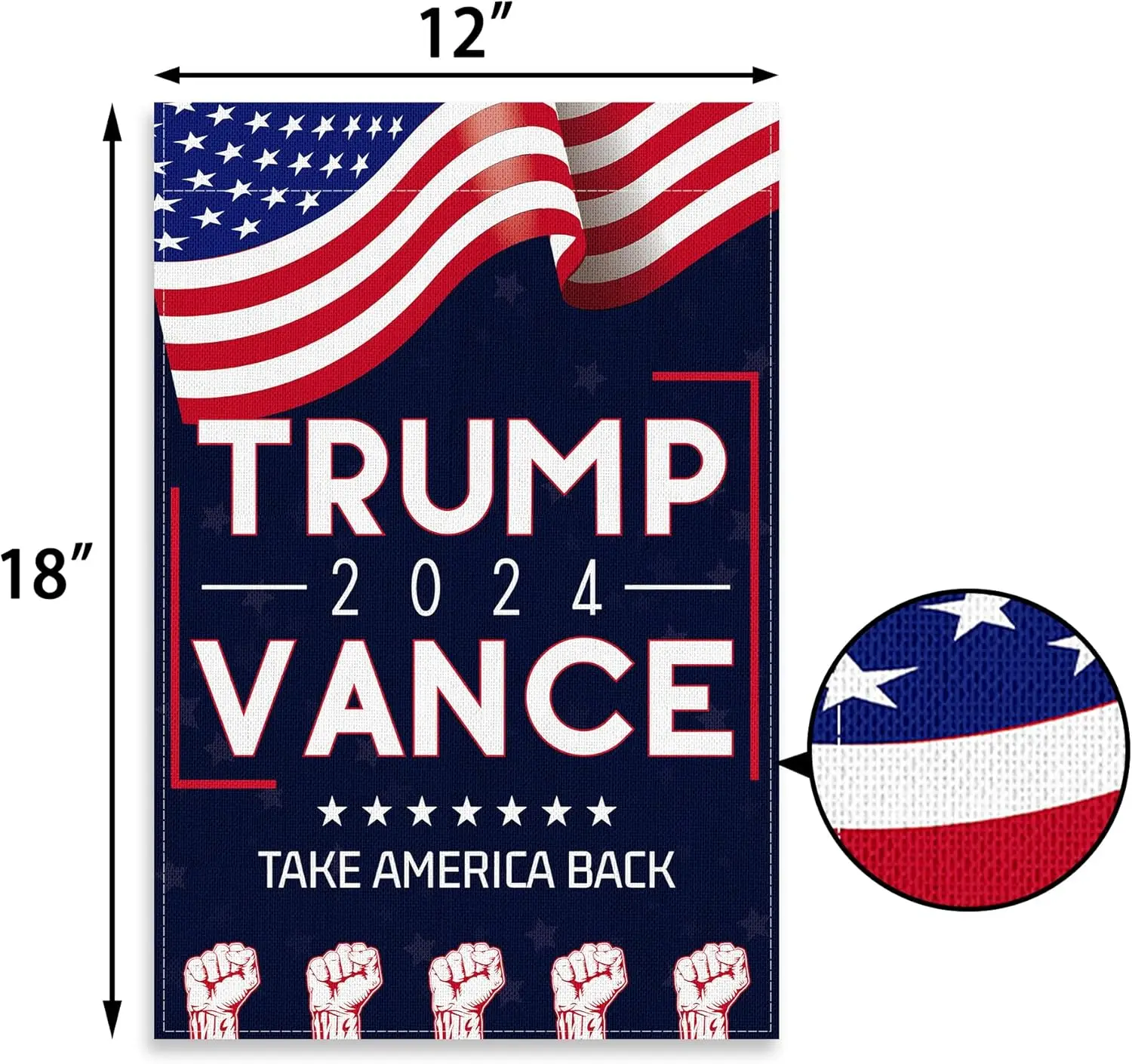 Uflashmi Trump Vance 2024 Garden Flag, Double Sided Trump Vance Take America Back Garden Yard Flag for Outside, 12x18 Inch, Blue