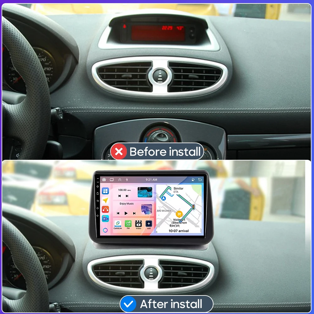 Android 16 For Renault Clio 3 CLIO3 2005 - 2014 Car Multimedia Player Wireless Carplay Auto Radio Video Wifi Navigation GPS BT