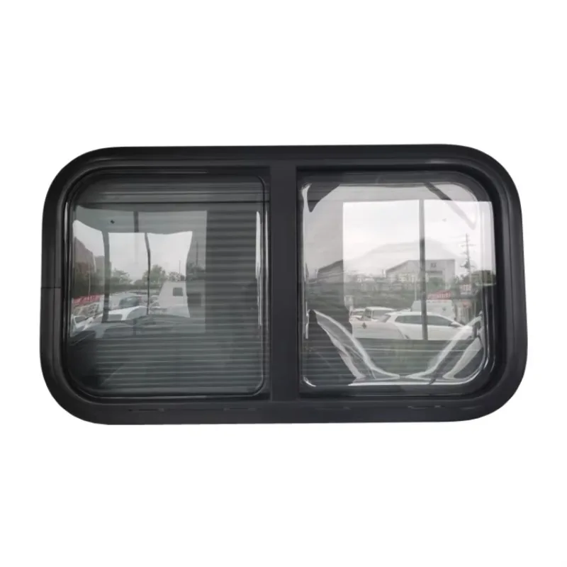 Aluminum Alloy Double Glaze Acrylic Sliding RV Motorhome Caravan Camper Window With Insect Nets And Shading Curtains