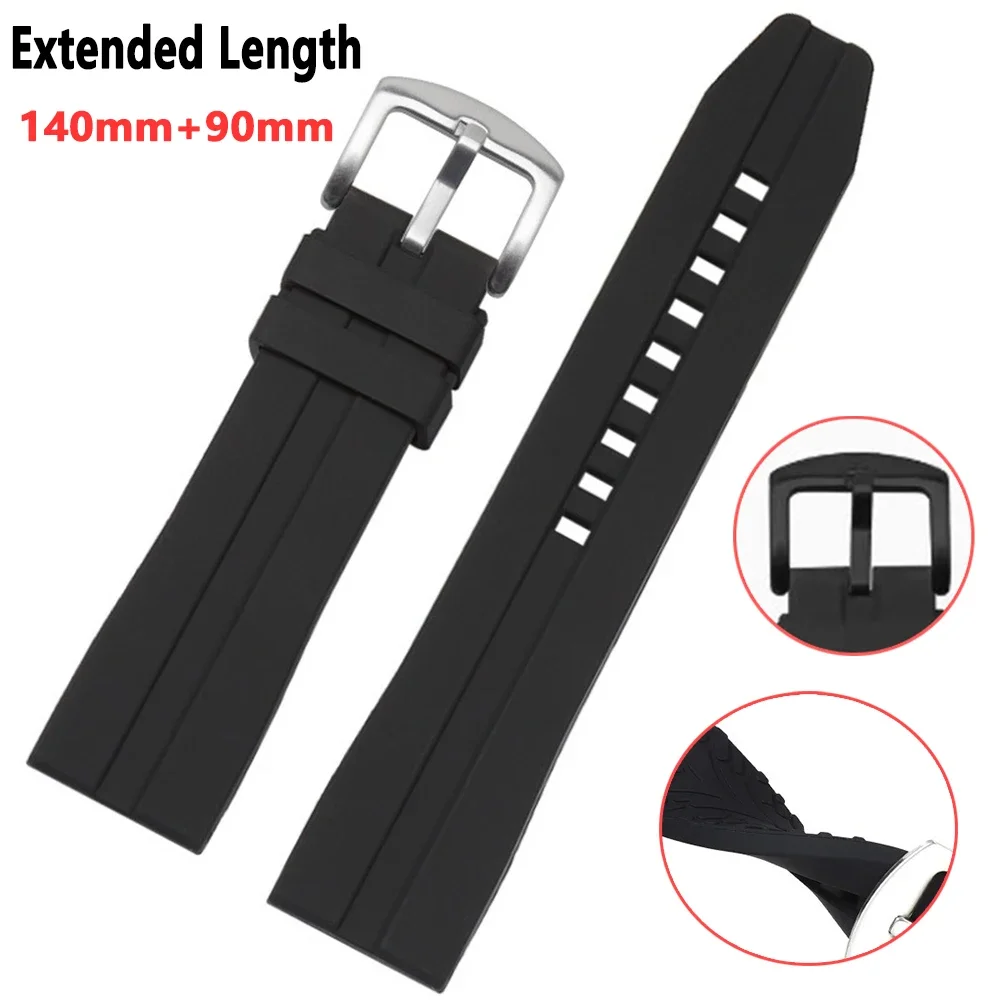 Extended Length Silicone Strap 20mm 22mm Waterproof Big Size Rubber Watch Band for Seiko Universal Bracelet Sport Men Wristband