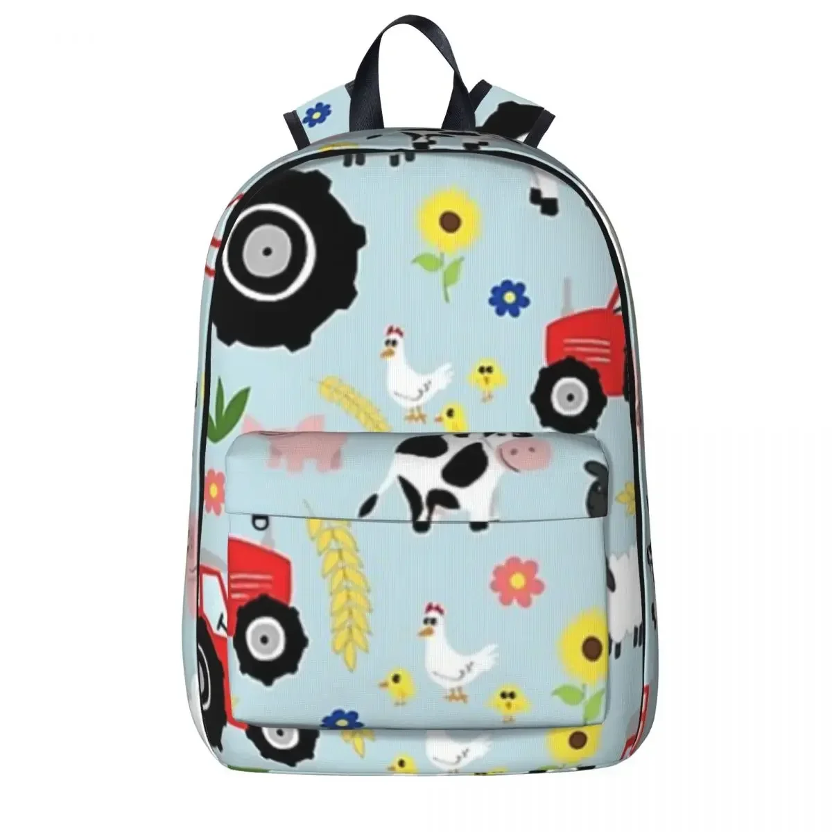 Cute Kids Red Tractor Farm Animal Pattern Backpacks Boys Girls Bookbag Fashion Students School Bags Portability Travel Rucksack