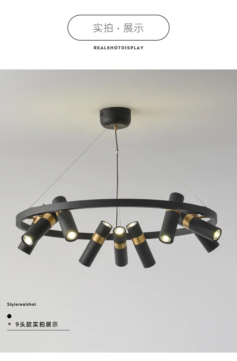Industrial Creative LED Chandelier Dining Living Room Black