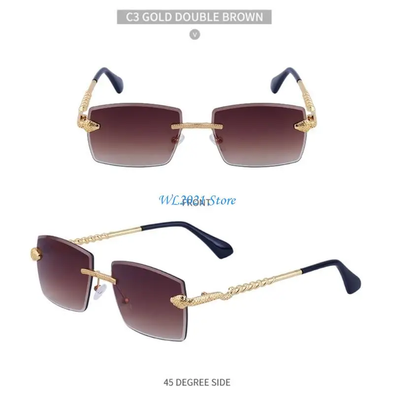 

G5GC Women Rimless Sunglasses Square Sunglasses Snake Temple Shield Sunglasses