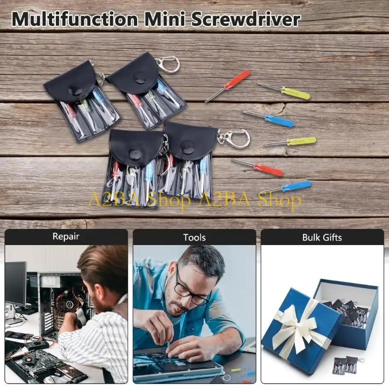 A2BA Screwdriver Keychain For Fixes Eyeglasses Watches On The Go Portable Screwdriver