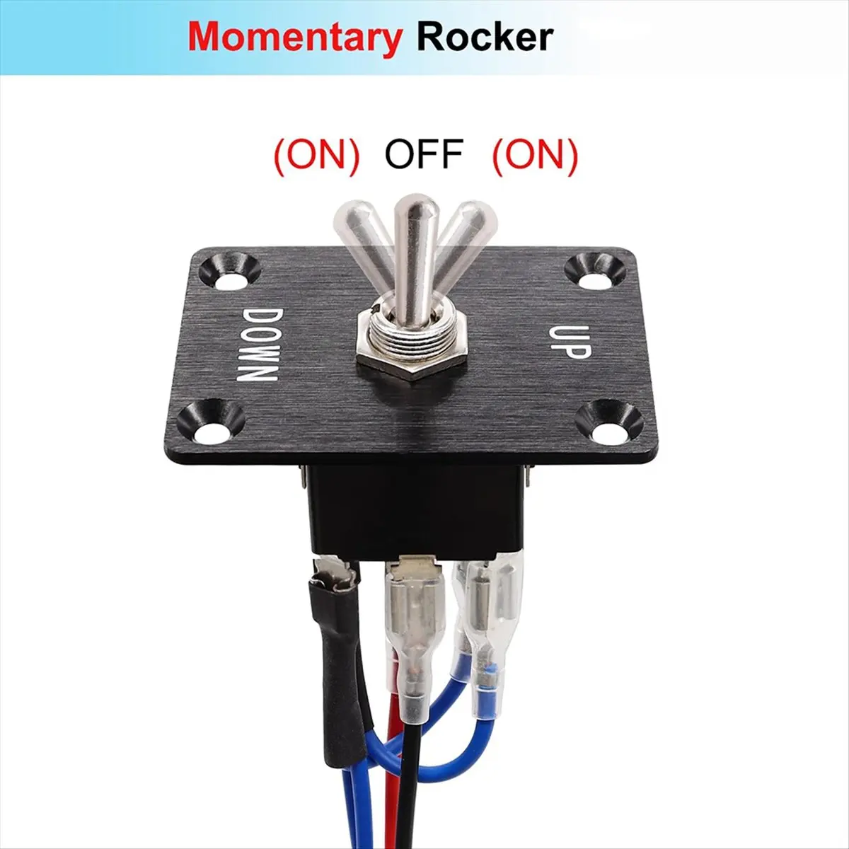 HITL Rocker Toggle Switches Momentary 6 Pin 3 Position (ON)-Off-(ON)UP/Down Polarity Reverse Switch with Panel,Wires and Cap