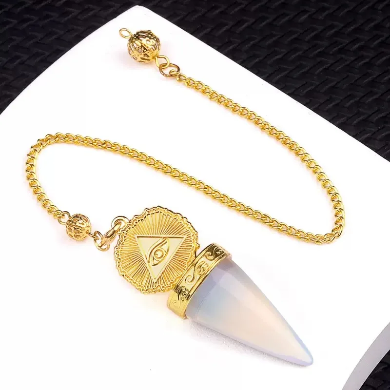 péndulo de adivinación profesional para radiestesia de cuarzo de ópalo Reiki  varilla de radiestesia, opalita de Color dorado de lujo Wicca, con artesanía, péndulo espiritual de cristal esoterismo y brujería articulos