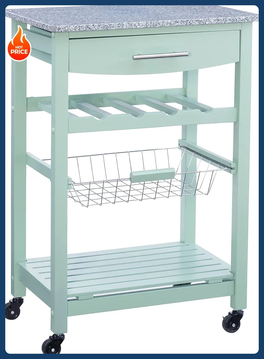 

[Best Seller!]Kitchen Island, Green, 15.75 x 22.83 x 33.86 Inches