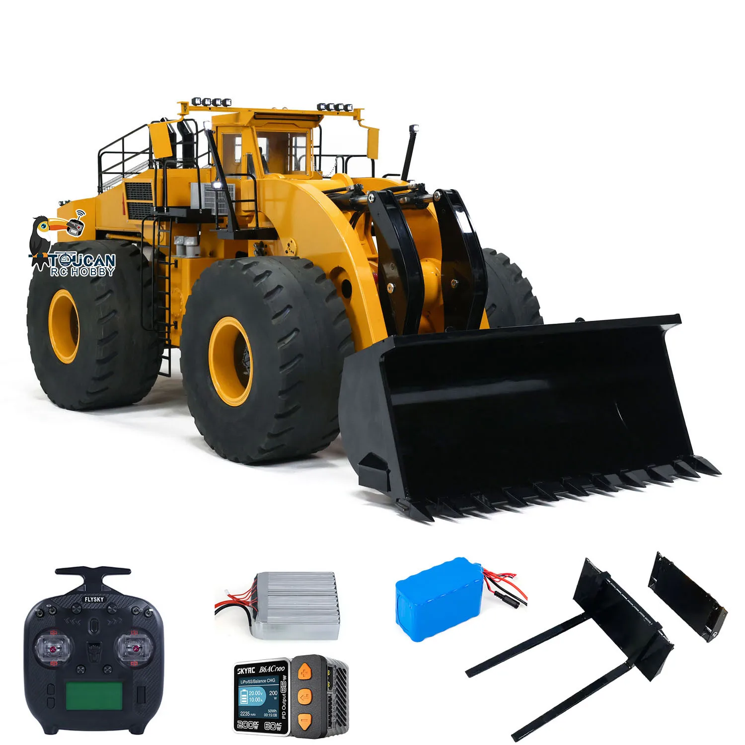 Cargador hidráulico RC de alta resistencia L2350, máquina RTR 1/14 FlySky ST8, vehículo de construcción de Radio Control, unidad para fumar, juguete con sonido ligero