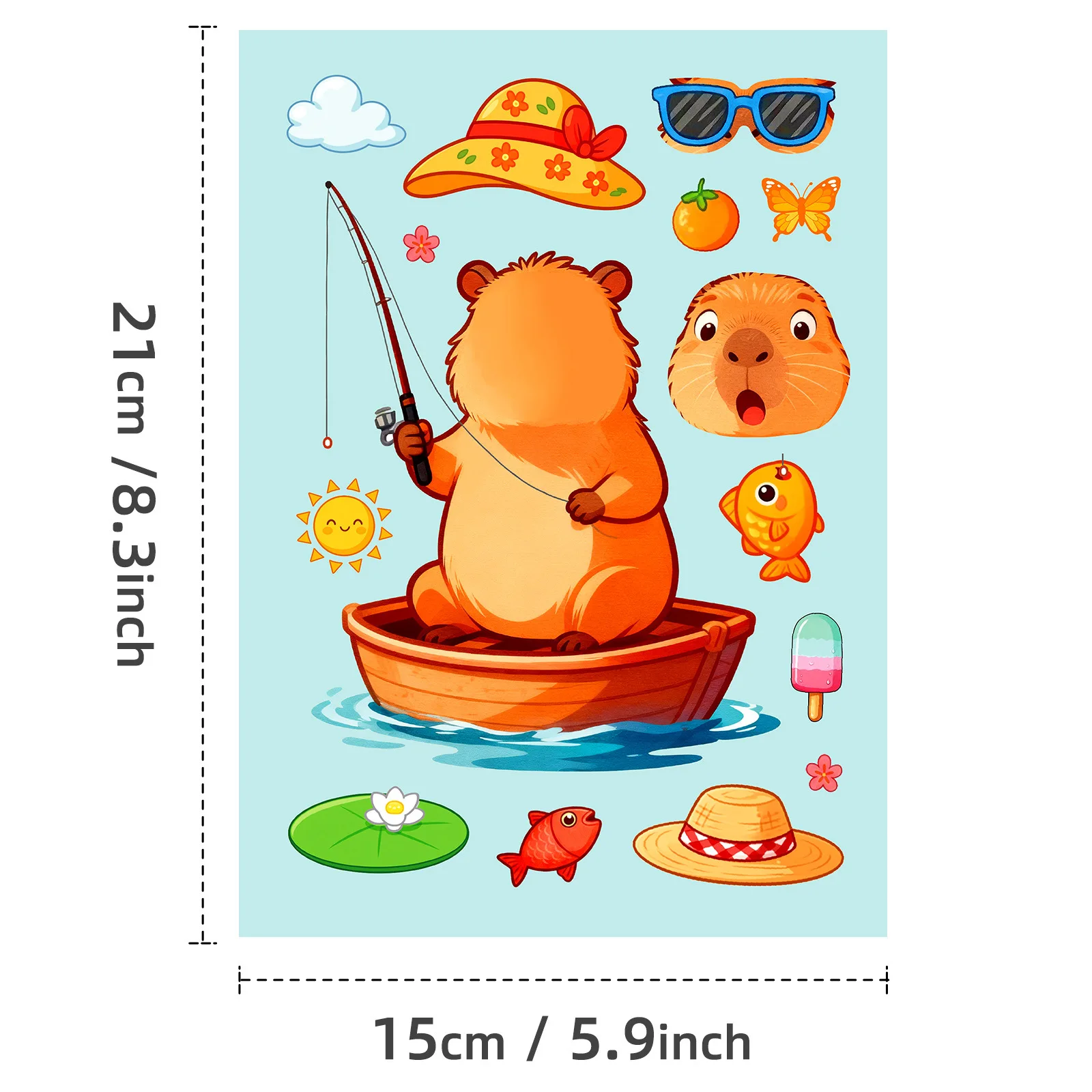 6Pcs Capybara Face‑Changing Stickers, Cute Cartoon Life‑Scene Decals for Journal DIY Collage Decoration
