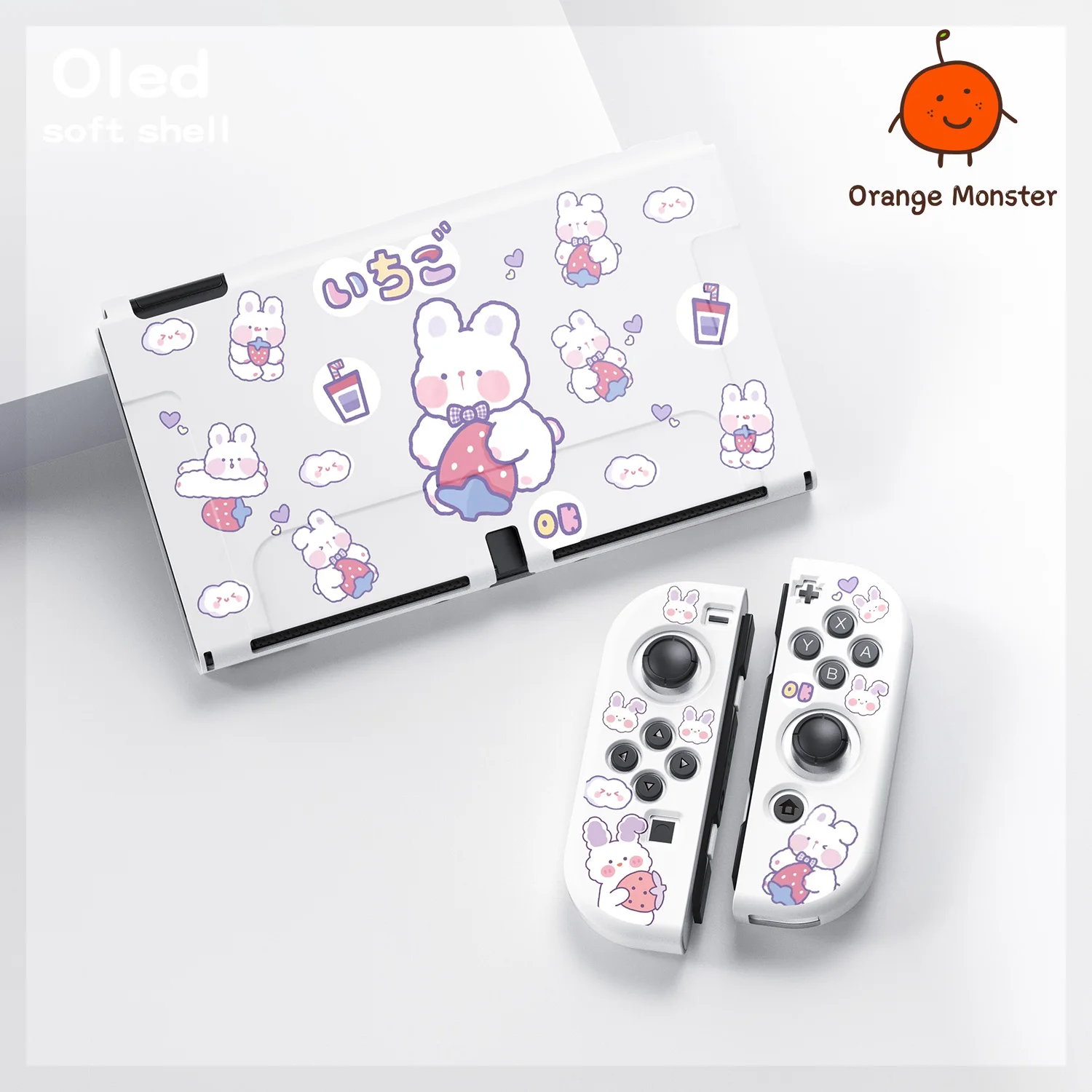 Cute Cartoon Rabbit Kawaii Soft Protective Cover For Nintendo Switch/Oled/Lite Decorative TPU Anti-drop Anti-slid Case