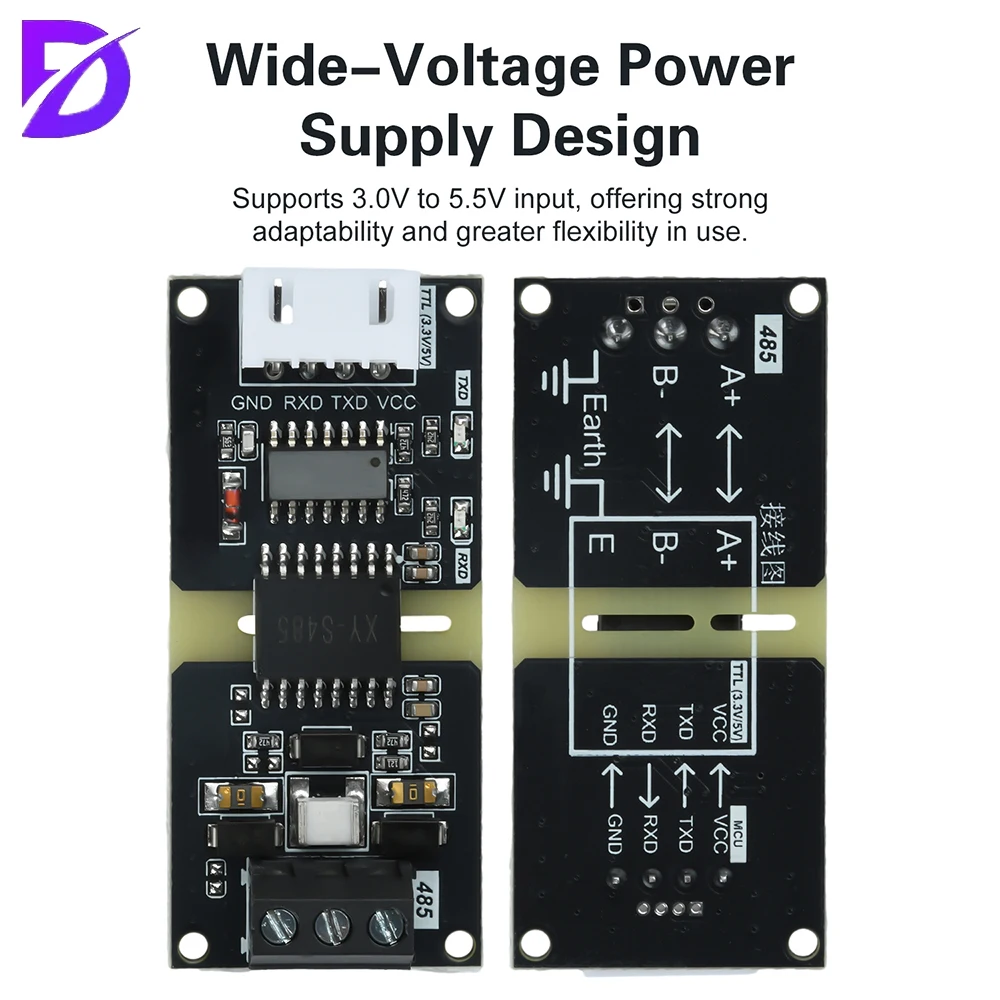 Módulo de nivel TTL a RS485 aislado DC 3-5V Conversión de señal RS485 a TTL con control de dirección de flujo automático