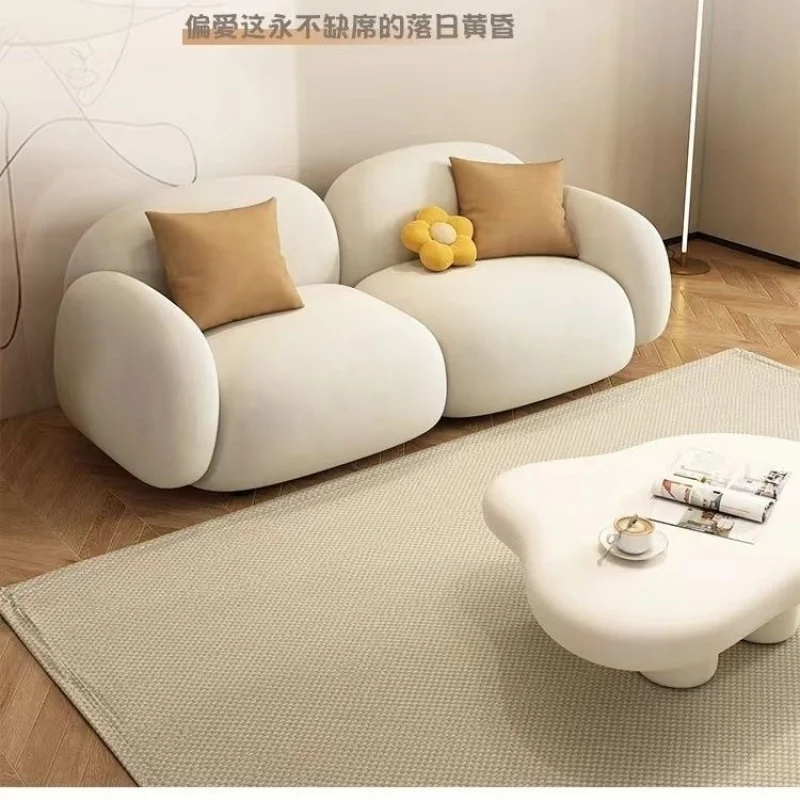 Nordic Living Room Sofa Small Apartment Simple Cloth Modern Tofu Block High-Profile Figure Cream Style Double Small Sofa