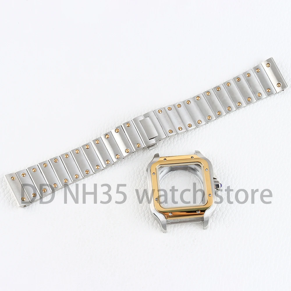 

NH35 38mm Watch Case 21mm Solid 316L Stainless Steel Bracelet for Santos NH35 NH36 NH38 Movement Waterproof Case 27mm Dial