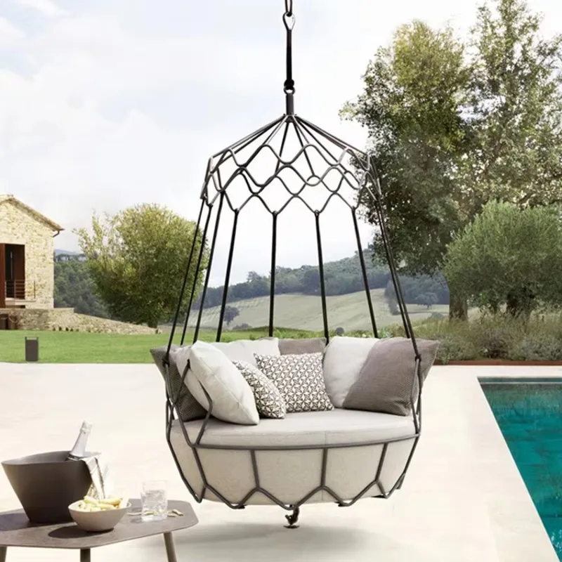 

villa backyard outdoor courtyard furniture swing chair hotel garden waterproof aluminum hammock swing bed