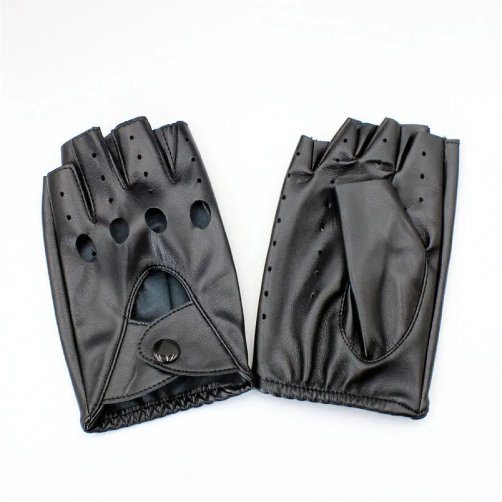 Women Half Finger PU Leather Gloves Summer Thin Mittens Anti Slip For Gym Workout Driving Cycling Tactical Sports