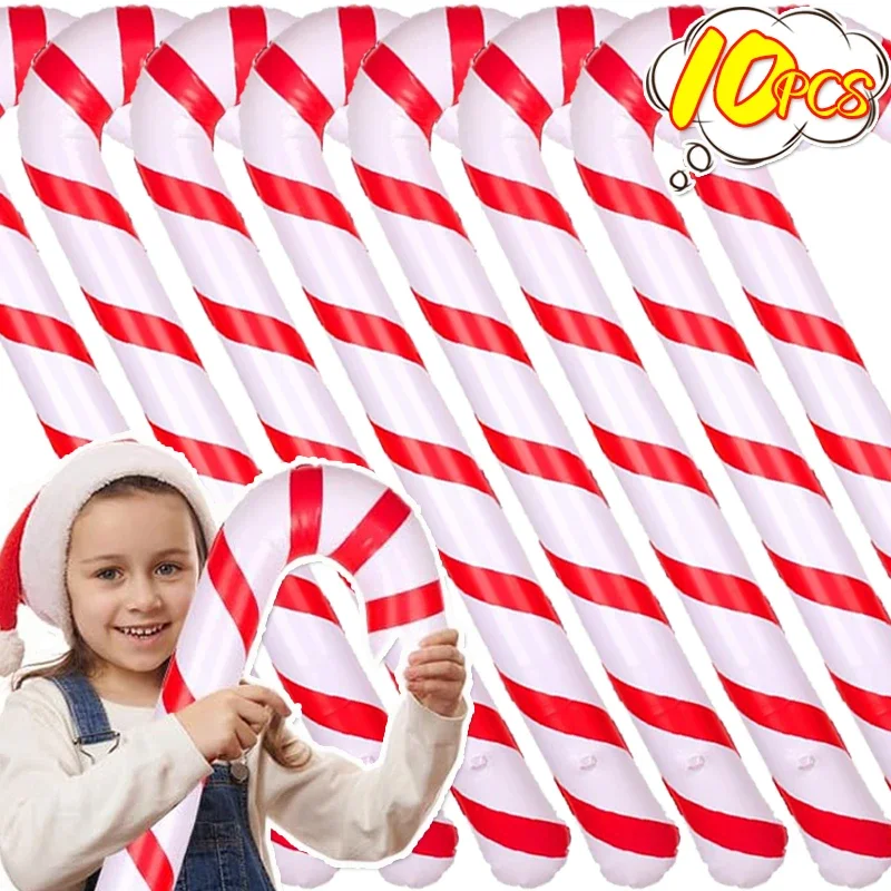 90cm Large Christmas Candy Cane Balloons for Xmas Tree Hanging Ornaments Red Crutches Inflatable Balloon Party Decoration Supply